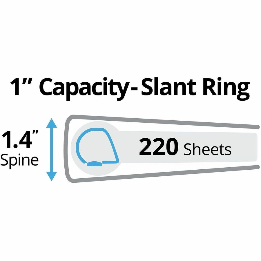 Avery® DuraHinge Durable View Binder - 1" Binder Capacity - Letter - 8 1/2" x 11" Sheet Size - 250 Sheet Capacity - 1 2/5" Spine Width - 3 x 1" Ring - Fastener: Slant Ring - Pocket: 2, Internal - Linen pattern - White - Recycled - Durable, Sturdy, Lon