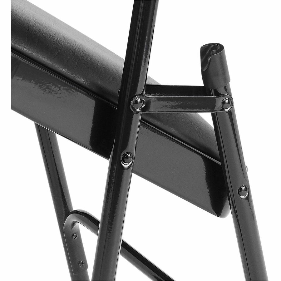 National Public Seating 1300 Series Upholstered Folding Chair - Midnight Black Seat Color - Plush, High Density Foam (HDF), Vinyl Seat Material - Midnight Black Back Color - Plush, Vinyl, High Density Foam (HDF) Back Material - Black Frame Color - Tubular