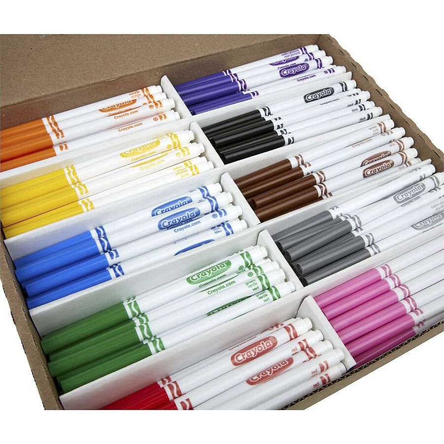 Crayola Marker - 4 mm Marker Point Size - Chisel, Conical Marker Point  Style - Retractable - Assorted Water Based Ink - Assorted Plastic Barrel -  10