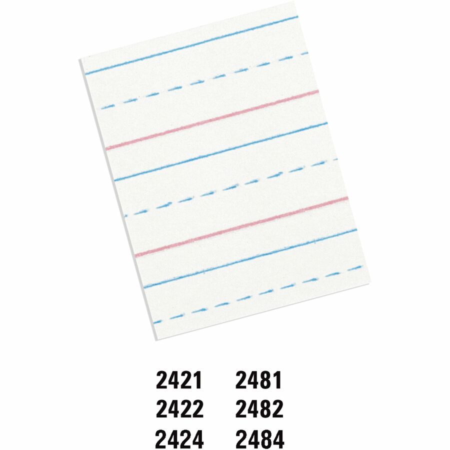 Zaner Bloser Pacon Broken Midline Sulphite Paper 500 Sheets 0.50 Ruled 8 x  10 12 White Paper 500 Ream - Office Depot