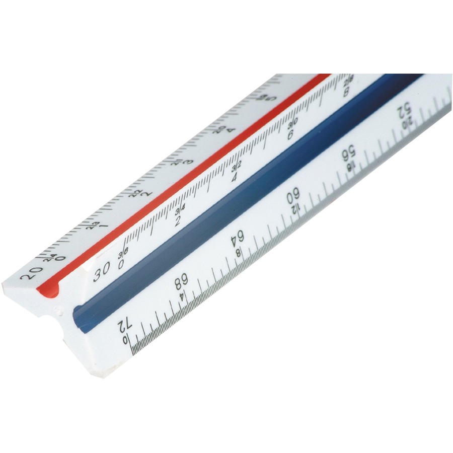 Triangular Ruler, 12 inch Metal Ruler, Triple Sided Color Coded, Imperial Scale Measurements, Drafting Ruler, Architect Ruler by Better Office