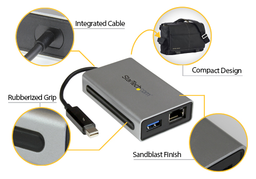 Thunderbolt to Gigabit Ethernet + USB 3.0 design elements