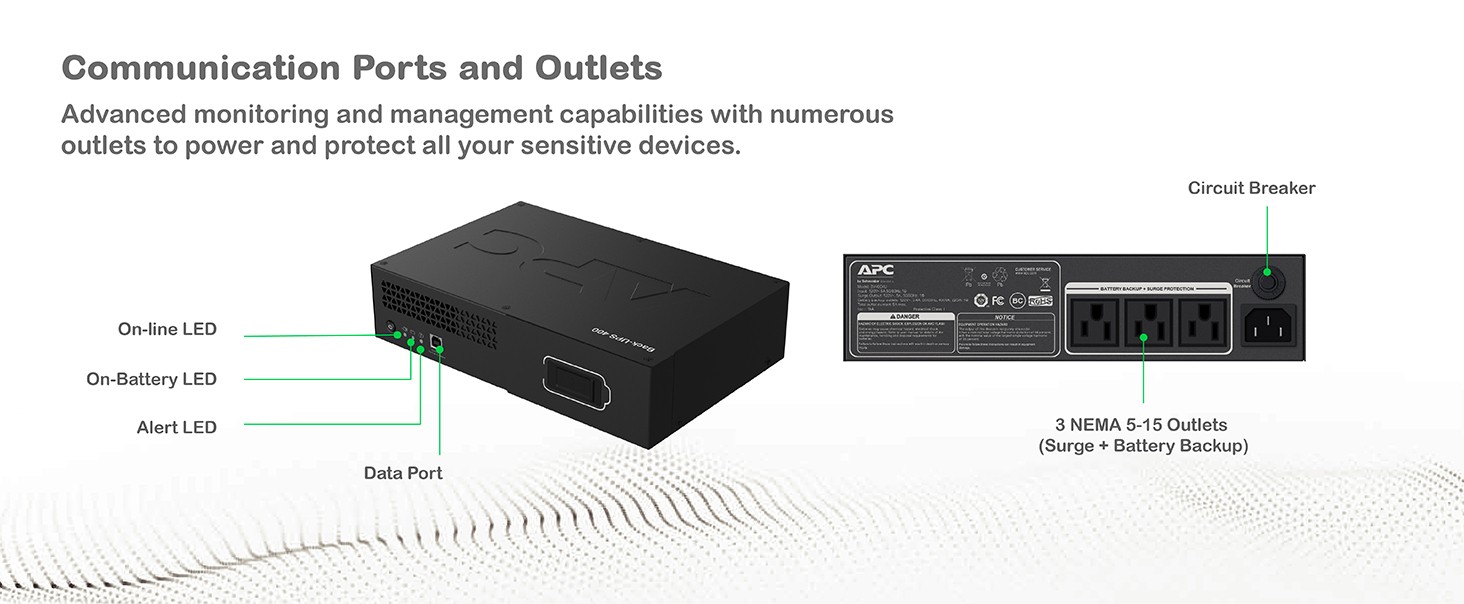 A powerful Back-UPS featuring multiple ports, and battery power and surge outlets