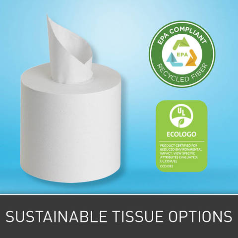 SofPull dispensers have tissue options that are UL ECOLOGO(R) Certified for reduced environmental impact and EPA-compliant for minimum post-consumer recycled-fiber content. Contains at least 25% Post-Consumer Recycled Fiber. Meets or Exceeds EPA Comprehensive Procurement Guidelines.
