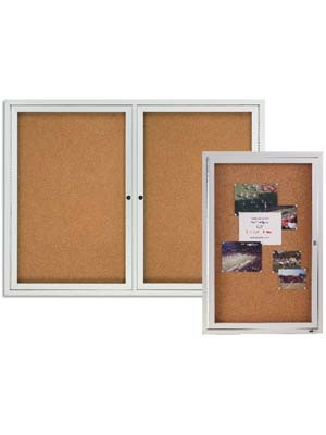 Quartet Enclosed Cork Bulletin Boards for Outdoor Use, Aluminum Frame
