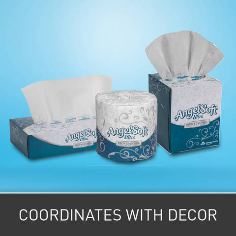 Clean, upscale packaging designed to coordinate with any decor. Combine with Angel Soft Ultra Professional Series Facial Tissue for an elegant, professional look.
