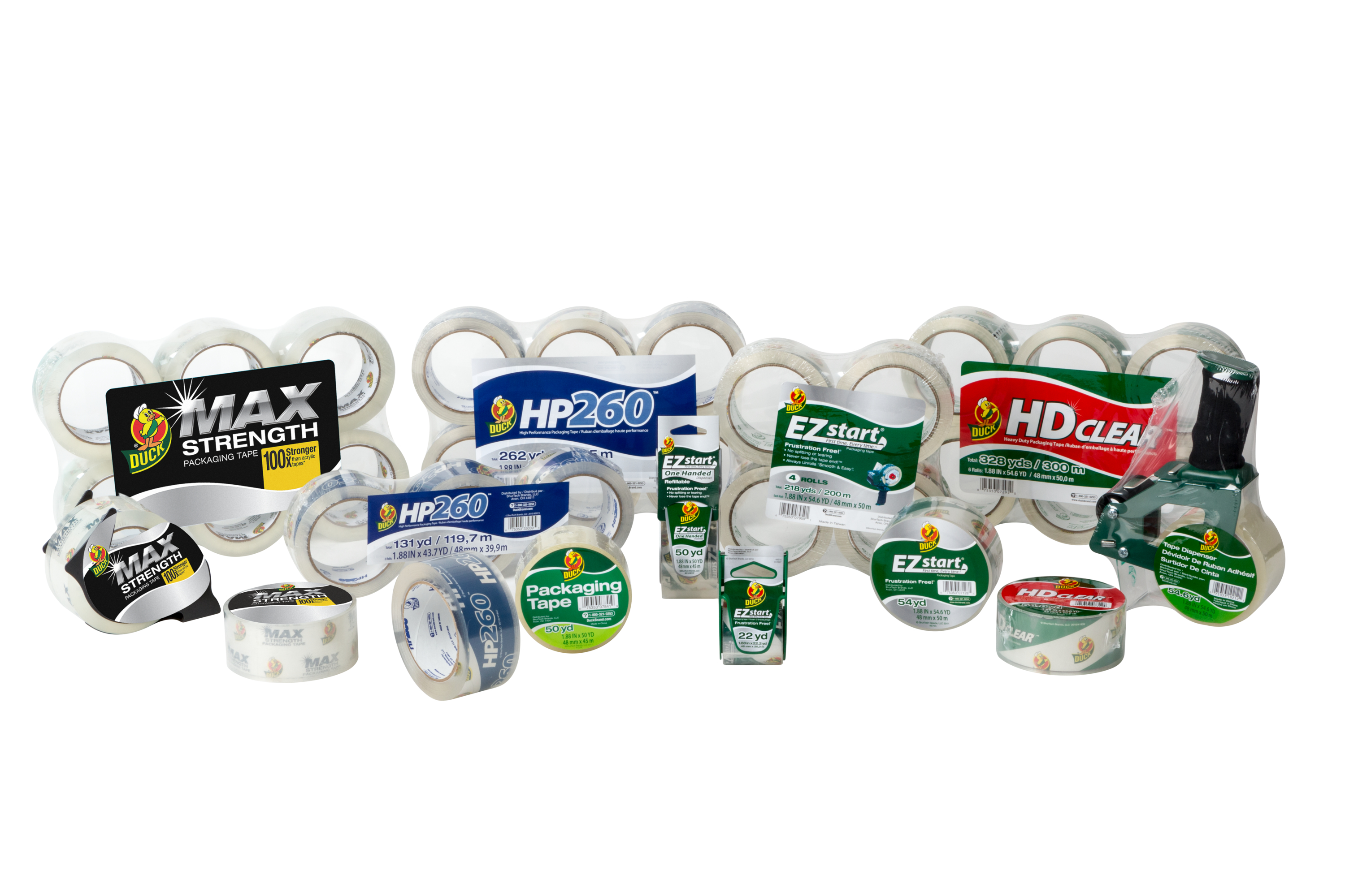 Duck Brand EZ Start Clear Packing Tape With Dispenser - 1.88" X 55 Yards, Quiet & Easy To Use For Moving & Shipping