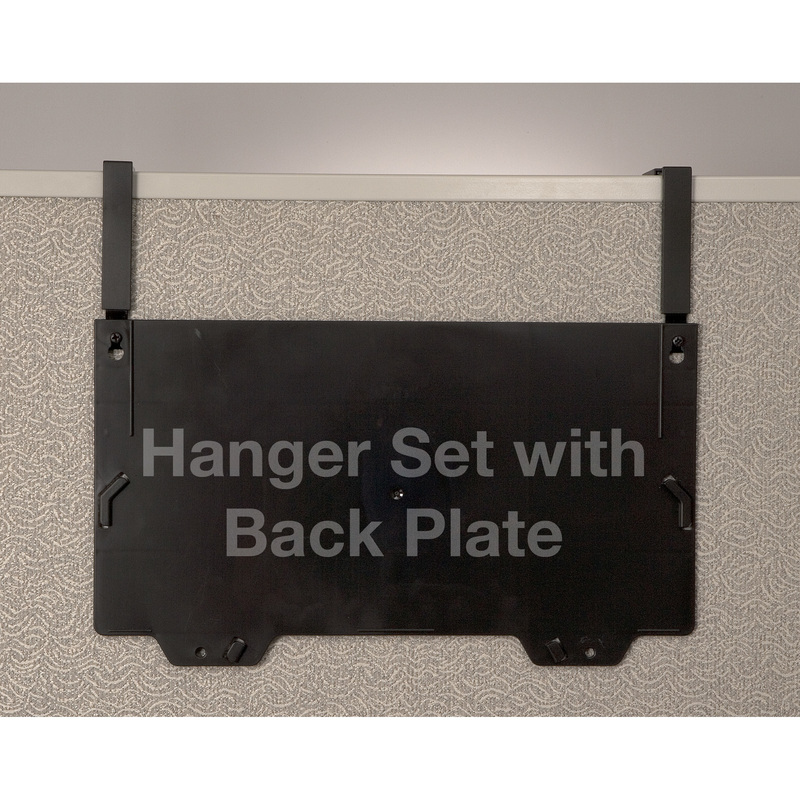 Easy to assemble cubicle hangers allow the Officemate Grande Central system to work in cubicles