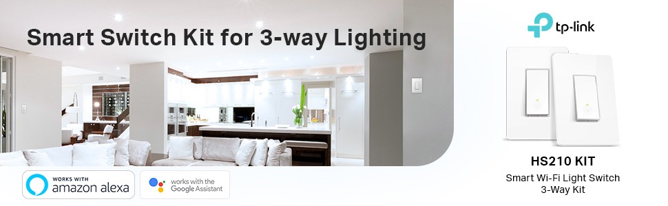 Kasa Smart 3 Way Switch HS210 KIT, Needs Neutral Wire, 2.4GHz Wi