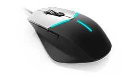 <b>Alienware Advanced Gaming Mouse – AW558</b></br>Experience great gaming with an all-purpose Gaming Mouse with AlienFX™ lighting (RGB) featuring 5000 DPI, 9 programmable buttons, and iconic Alienware design.