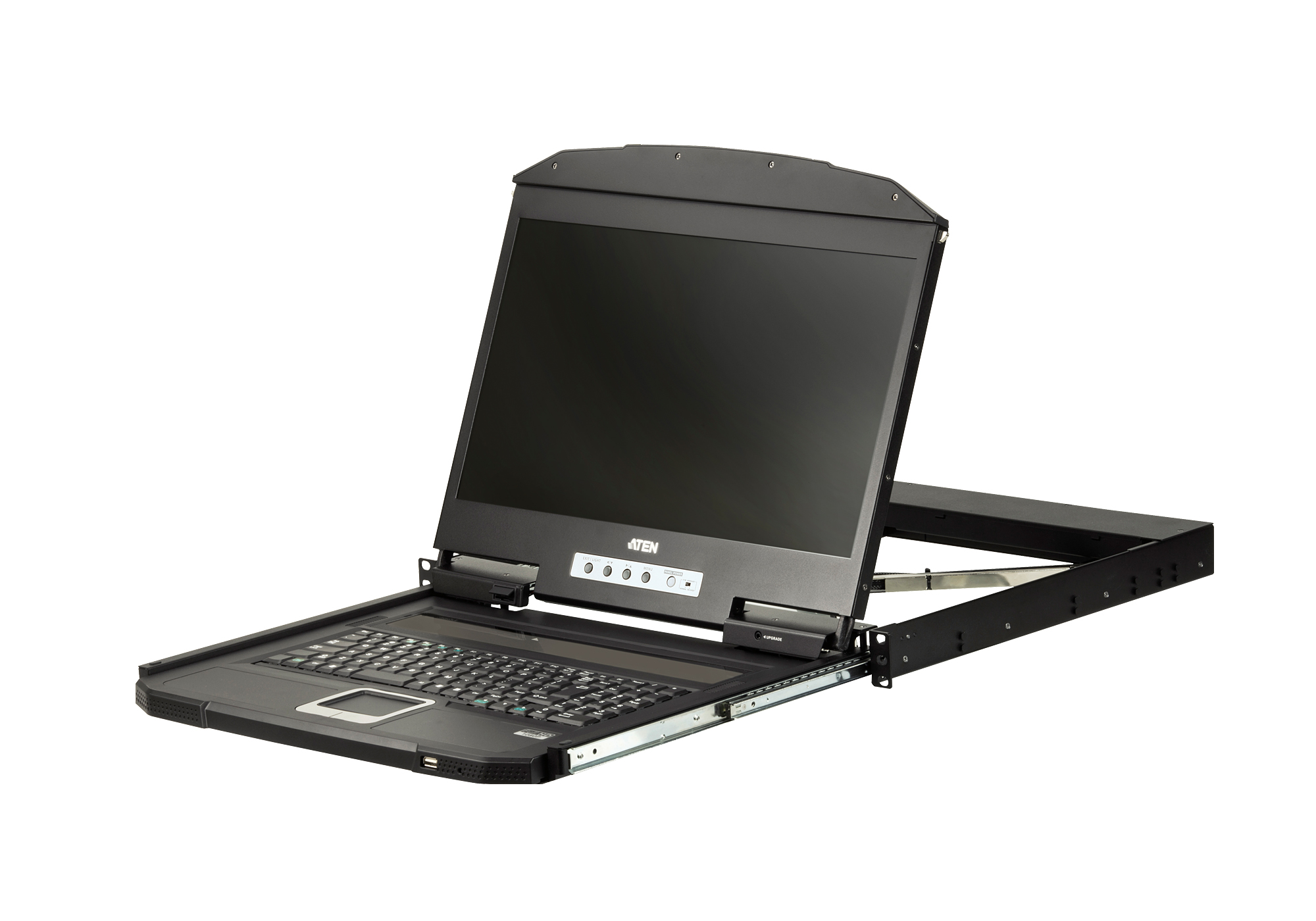 1U Ultra Short Depth Single Rail WideScreen LCD Console (USB / HDMI) 