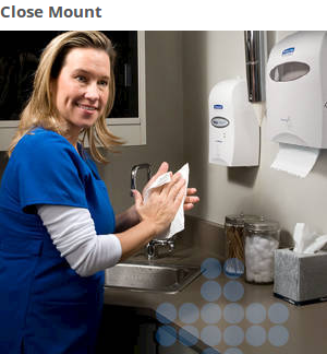  Wall mount your Slimroll dispenser just about anywhere – next to a small classroom sink, in a narrow break room or over a nurses’ station. By keeping the drying towels close, you can help reduce drips and slips. 