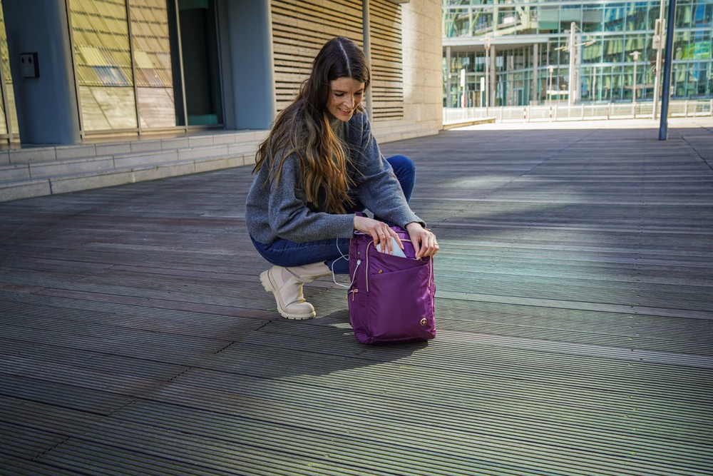 Swissdigital Design Katy Rose Massage Backpack Black and Rose Gold
