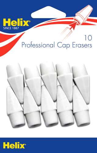 HiPolymer Professional Pencil Cap Erasers x10 - White