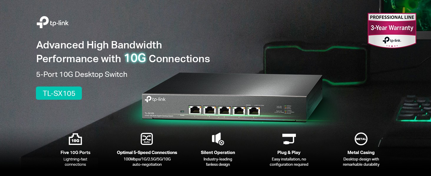 TP-Link 10G Multi-Gigabit Unmanaged Switch TLSX105 - Newegg.com