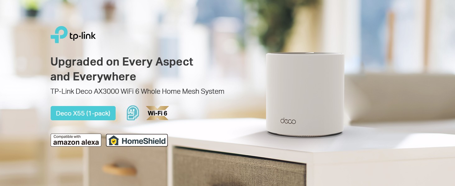 TP-Link Deco AX3000 WiFi 6 Mesh System(Deco X55) - Covers up to