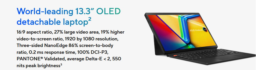 Asus Vivobook 13 Slate Oled T3304 T3304ga-ds34t 13.3