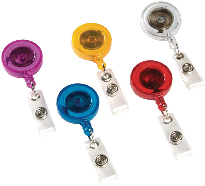 </br>Swingline GBC Retractable Badge Reel, Translucent Primary Colors, 5 Pack
