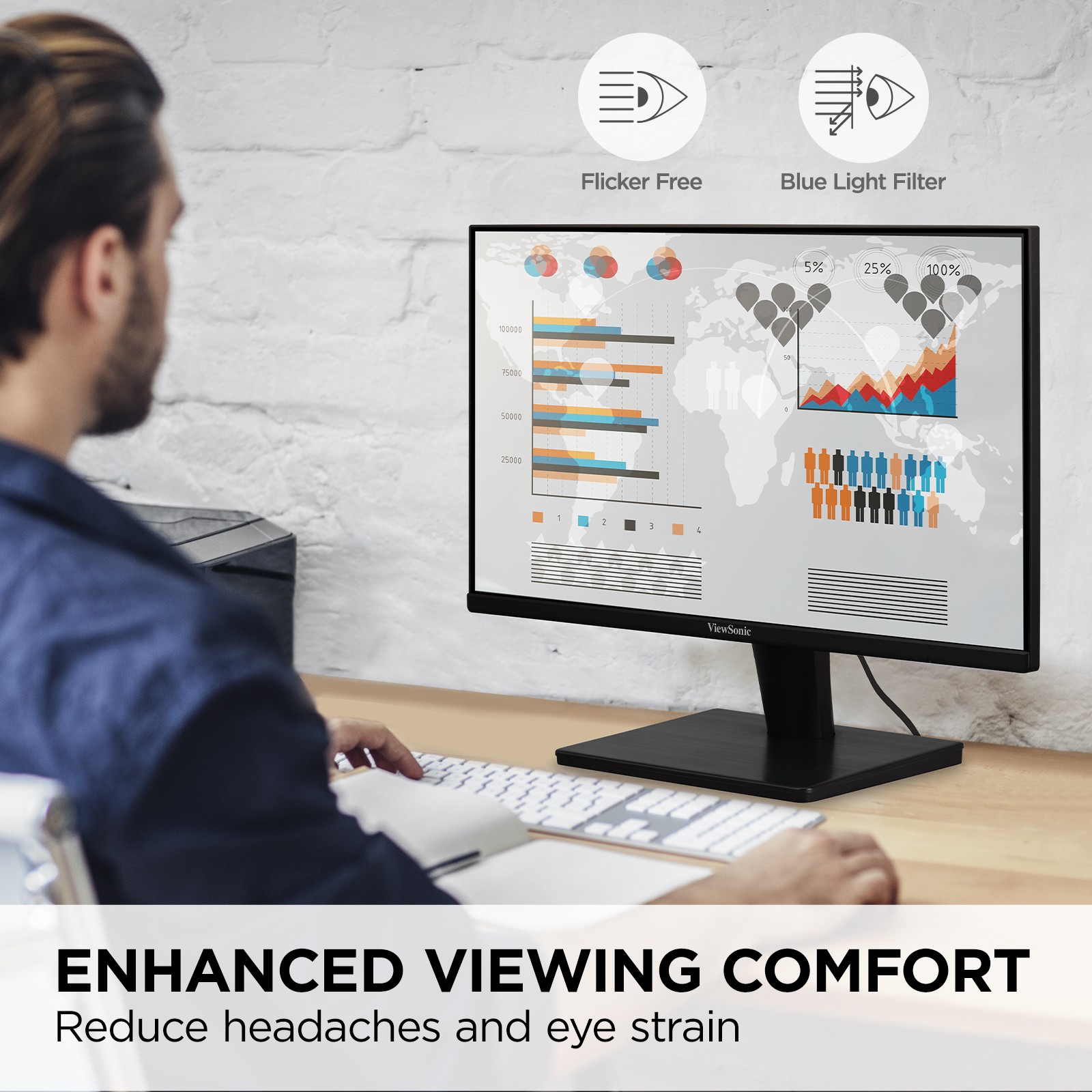 ViewSonic VS2447M 24 Inch 1080p Monitor with 75Hz, AMD FreeSync