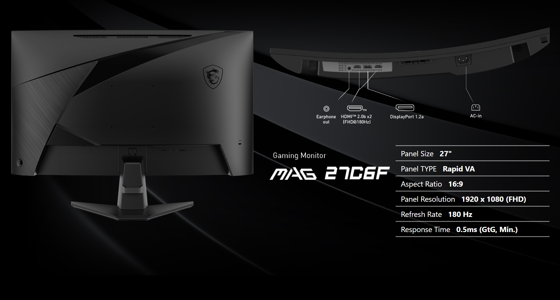 MSI MAG-27C6F ゲーミングディスプレイ 180hz MSI MAG 27C6F