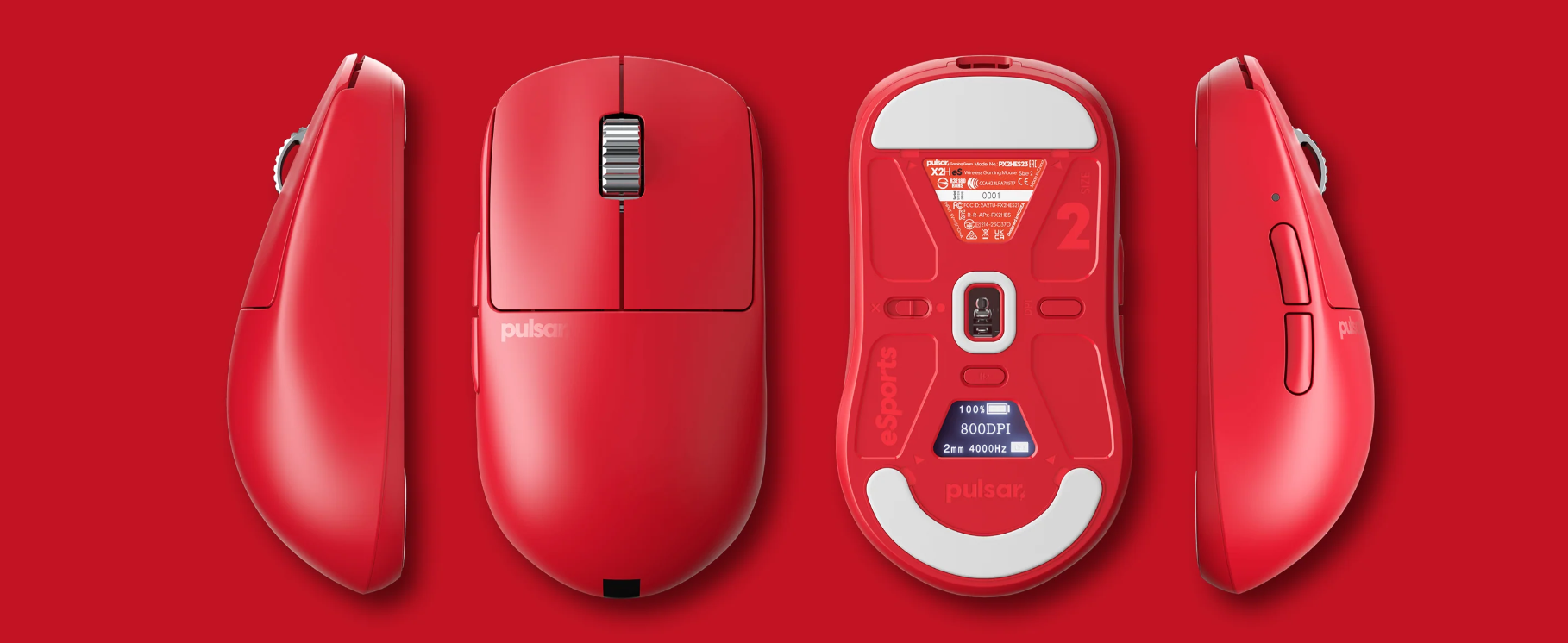 pulsar X2H eS Wireless Gaming Mouse - Red - Micro Center