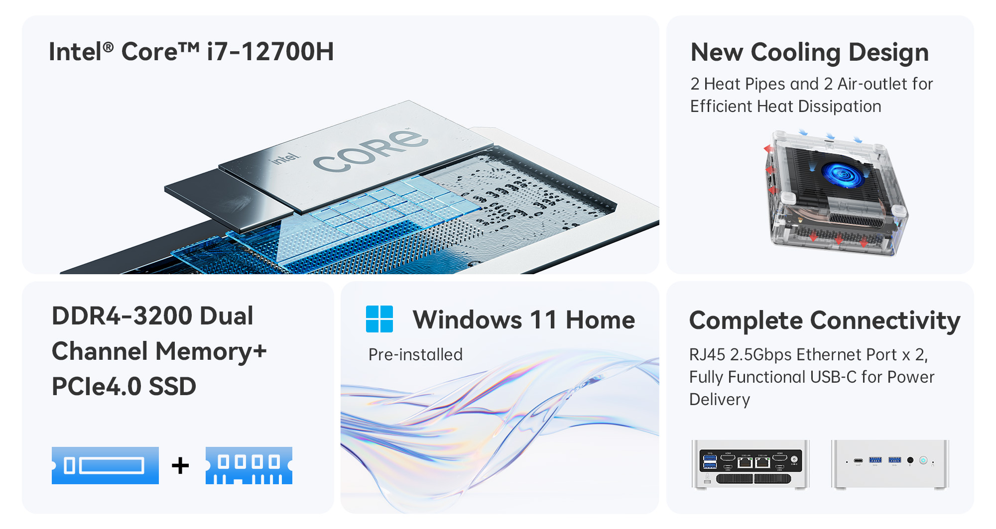 Minisforum NAB7 MFF Mini Barebone Kit; Intel Core i7-12700H 2.3GHz