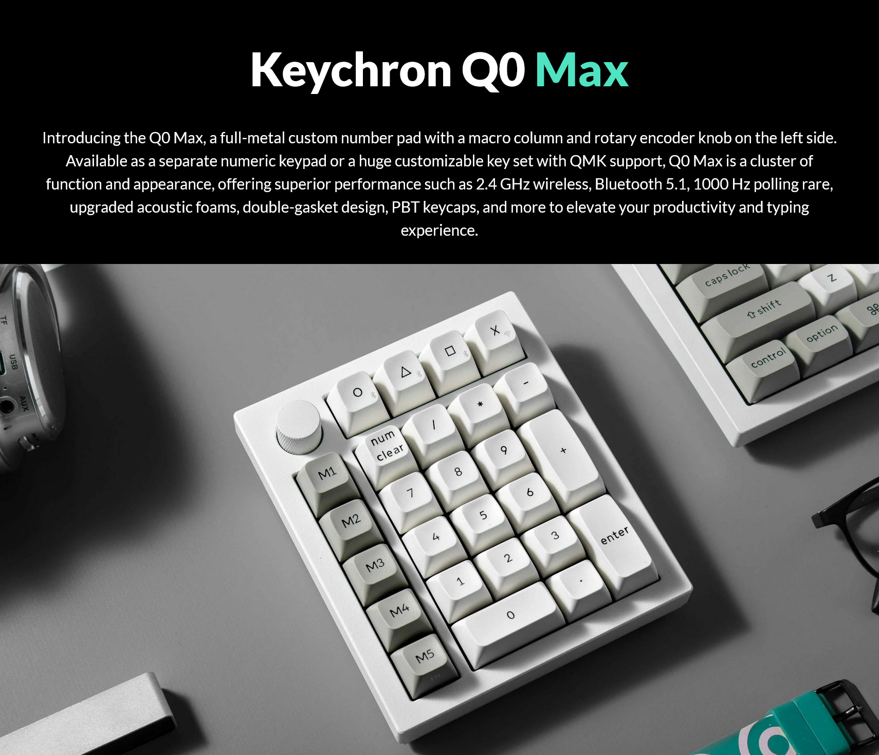 Keychron Q0 Max Swappable RGB Backlight Red Switch Knob Version