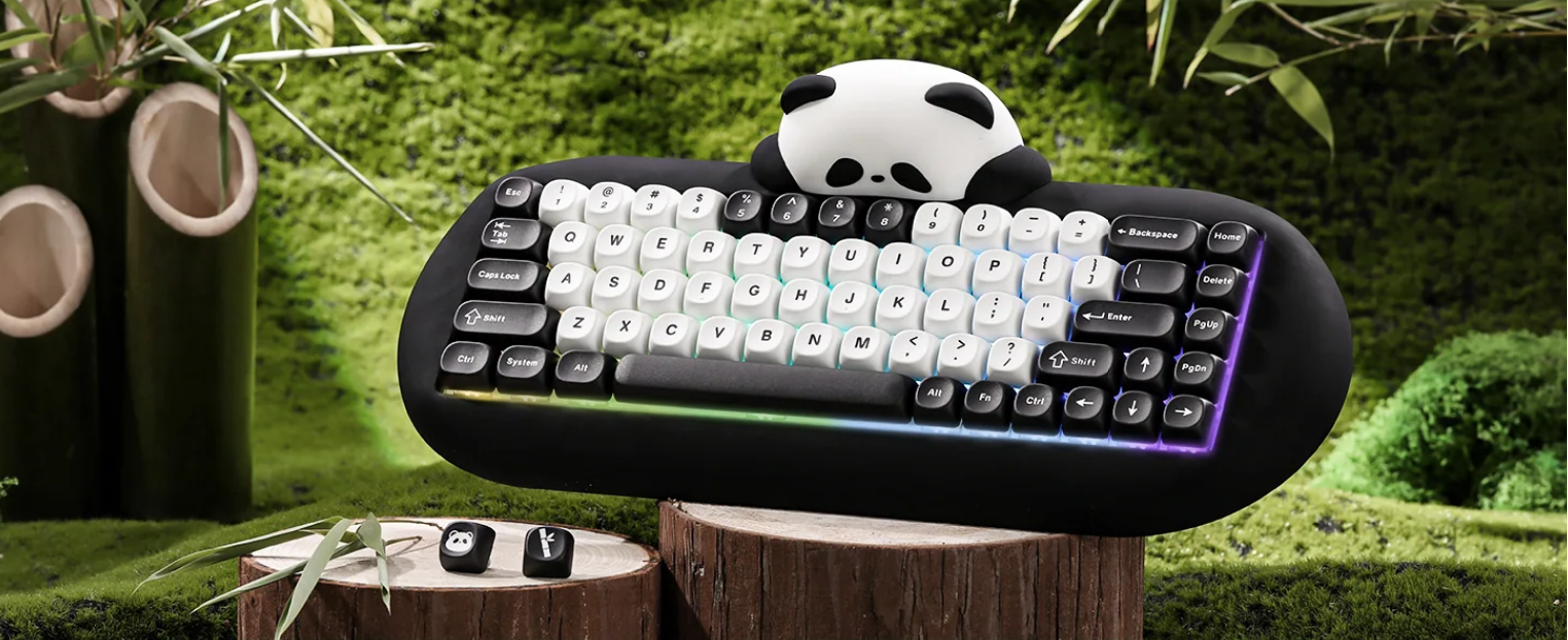 Yunzii C68 Panda Compact Wireless Mechanical Keyboard - White