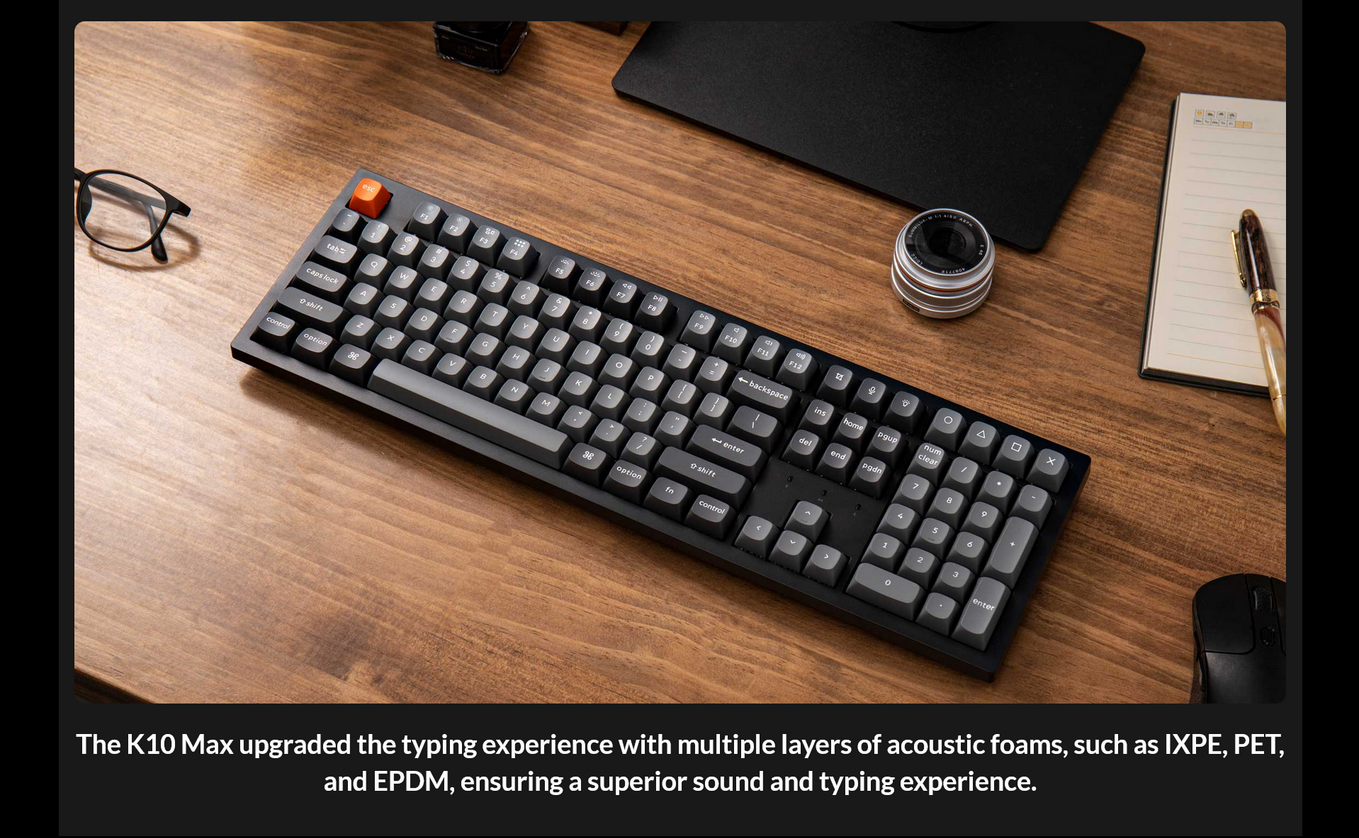 Keychron K10 Max Wireless Mechanical Keyboard - Black; Red Switch