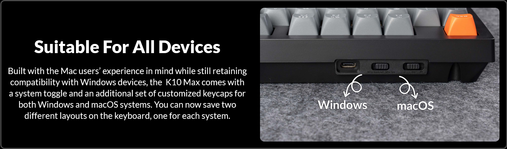 Keychron K10 QMK Clavier Jeu Mécanique sans Fil Personnalisé, 104