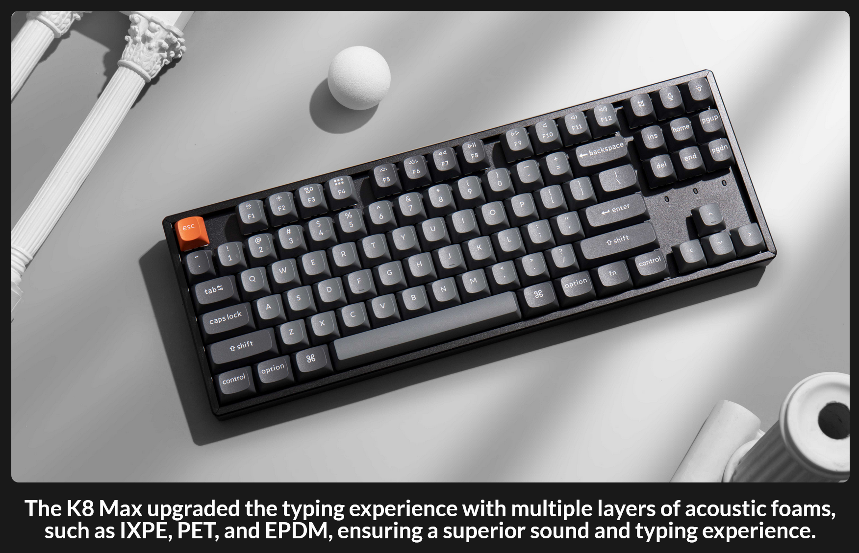 Keychron K8 Max Swappable RGB Wireless Mechanical Keyboard - Black