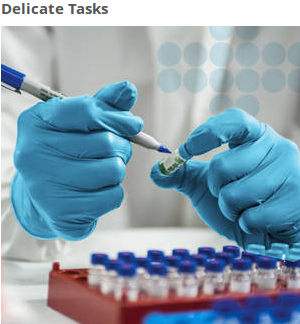  These nitrile gloves are designed with ingenuity, so that you know you’re giving your employees the best tools with which to do their jobs. They feature textured fingertips for dexterity, tactile sensitivity and control. 