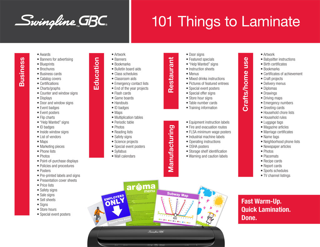 Be inspired by 101 Things to Laminate.