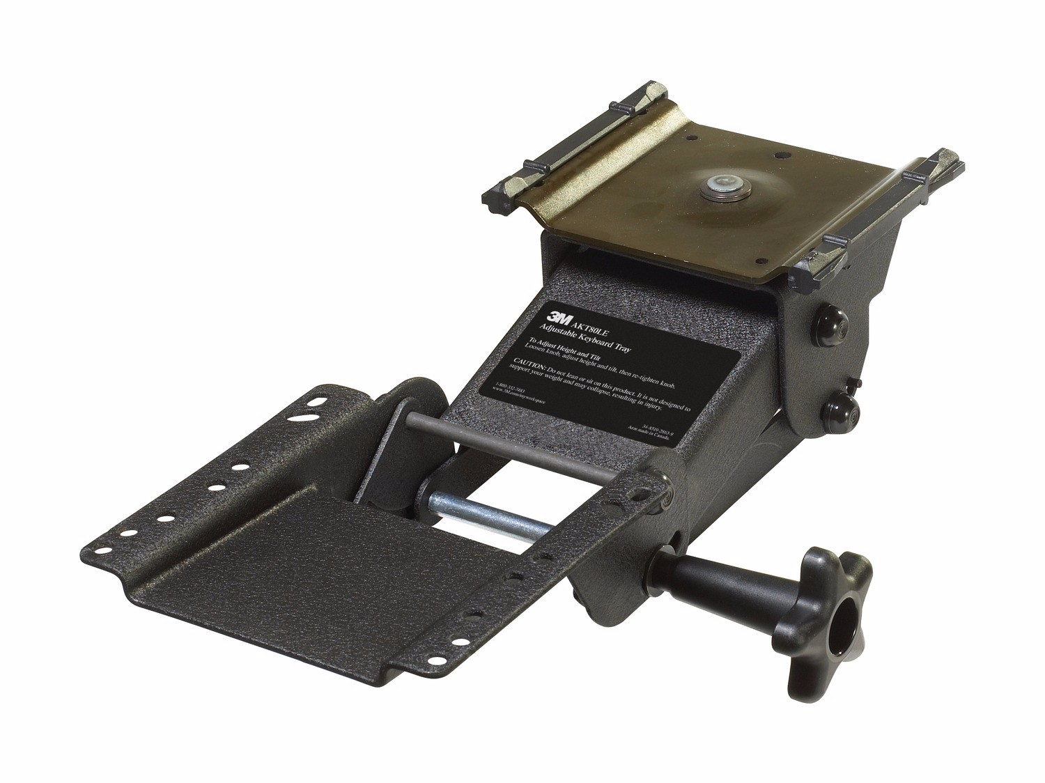 3M Adjustable Under Desk Keyboard Tray - Knob Adjust Height & Tilt, Gel Wrist Rest, Mouse Pad (Black)