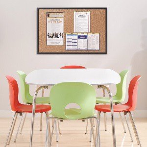 Cork Bulletin Board, 24W x 18H Inches, Black Finish