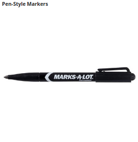 Pen-style markers feature a durable fine point to write in small areas, and a pocket clip for portability. Ideal for writing in any small space.

