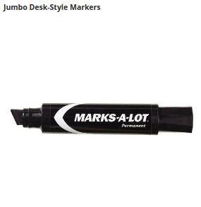 Jumbo desk-style markers feature a 5/8 jumbo chisel tip that writes in a variety of widths. Great for signs, posters and banners.

