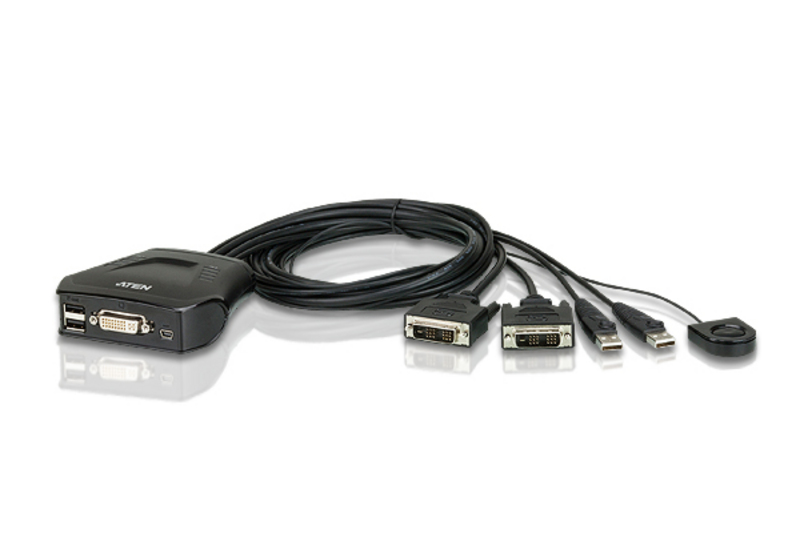 2-Port USB DVI Cable KVM Switch with Remote Port Selector  
