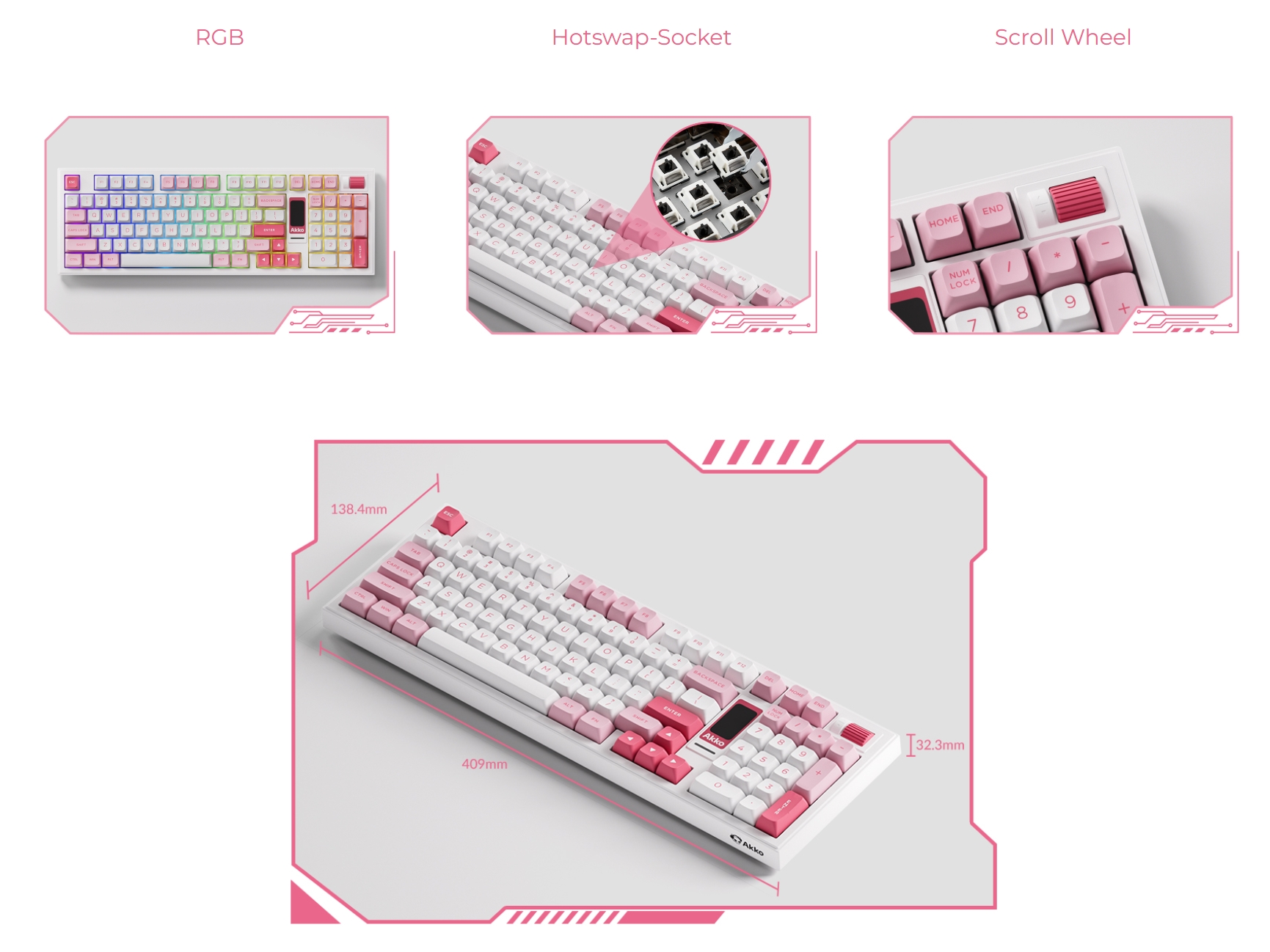 Akko Prunus Lannesiana 5098B Wireless Mechanical Keyboard - Pink