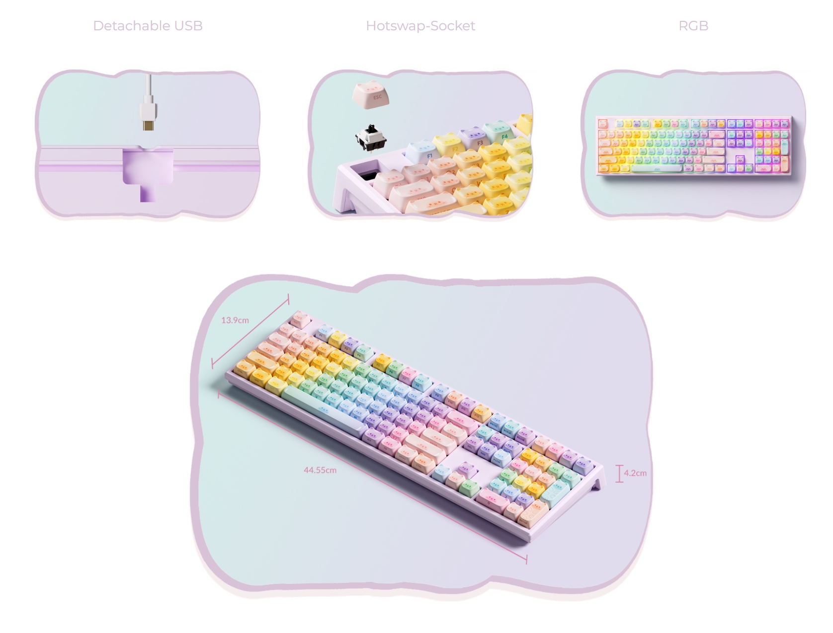 AKKO様 Akko V3 Pro Lavender Purple Switches 5 Pin 40gf Tactile Switch