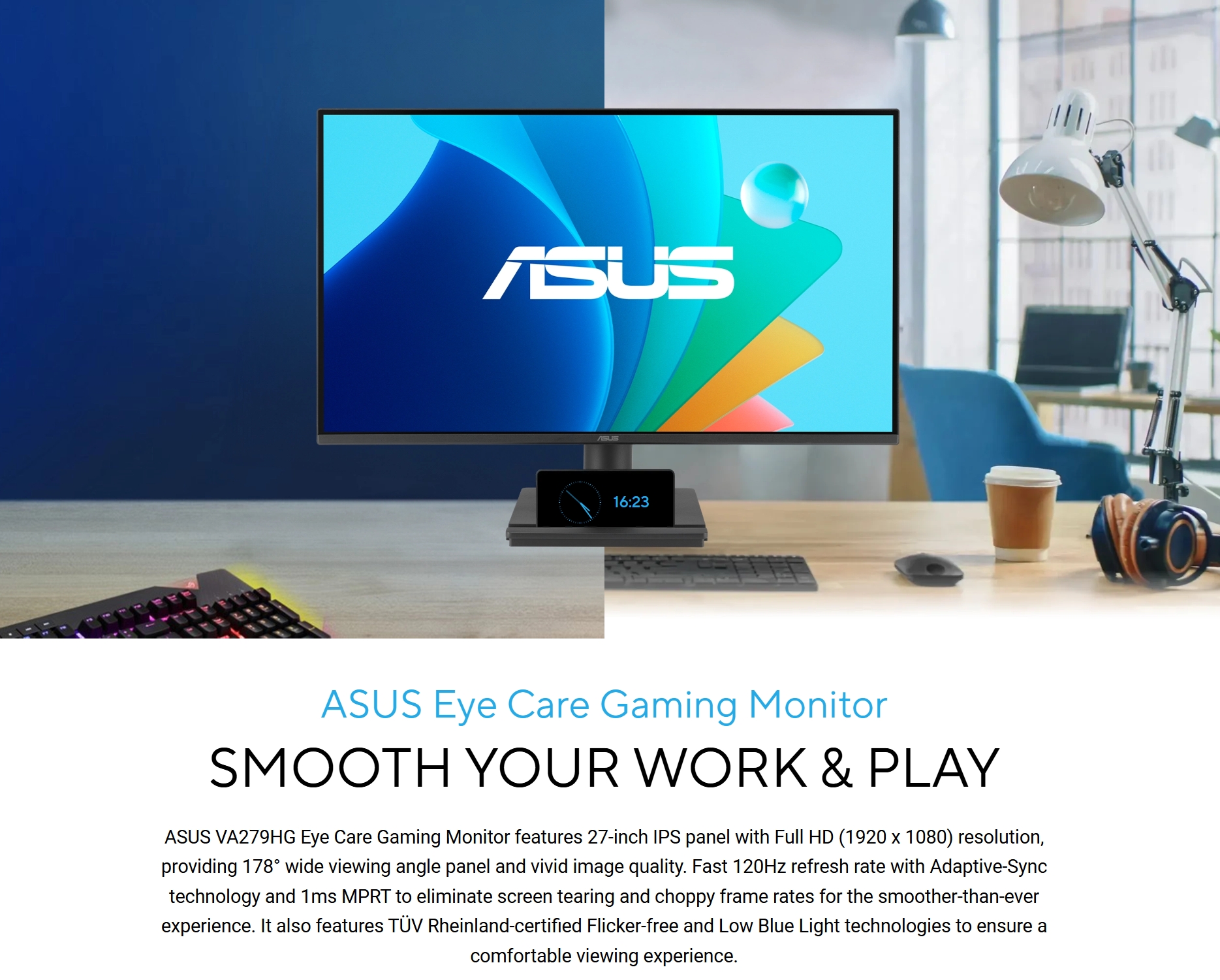 Asus VA279HG 27in Class Full HD Gaming LED Monitor 1920x1080 16:9