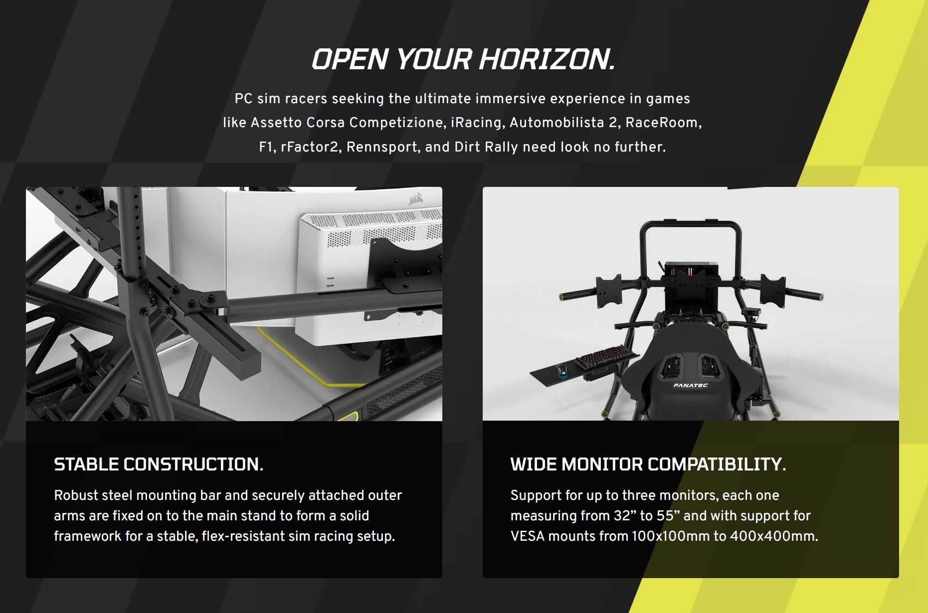 Fanatec GT Cockpit Triple Monitor Expansion Kit Black Micro Center