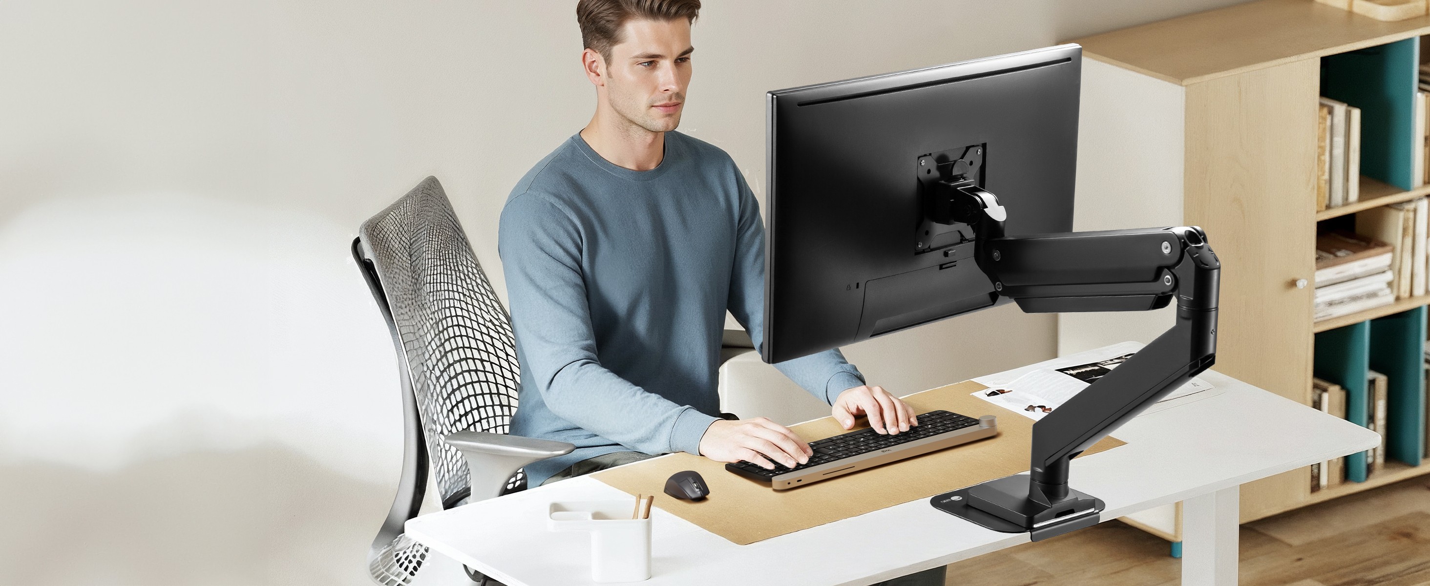 Adjustable Reinforcement Bracket Mount PlateAdds an extra layer of protection between your desk and your single, dual, trip