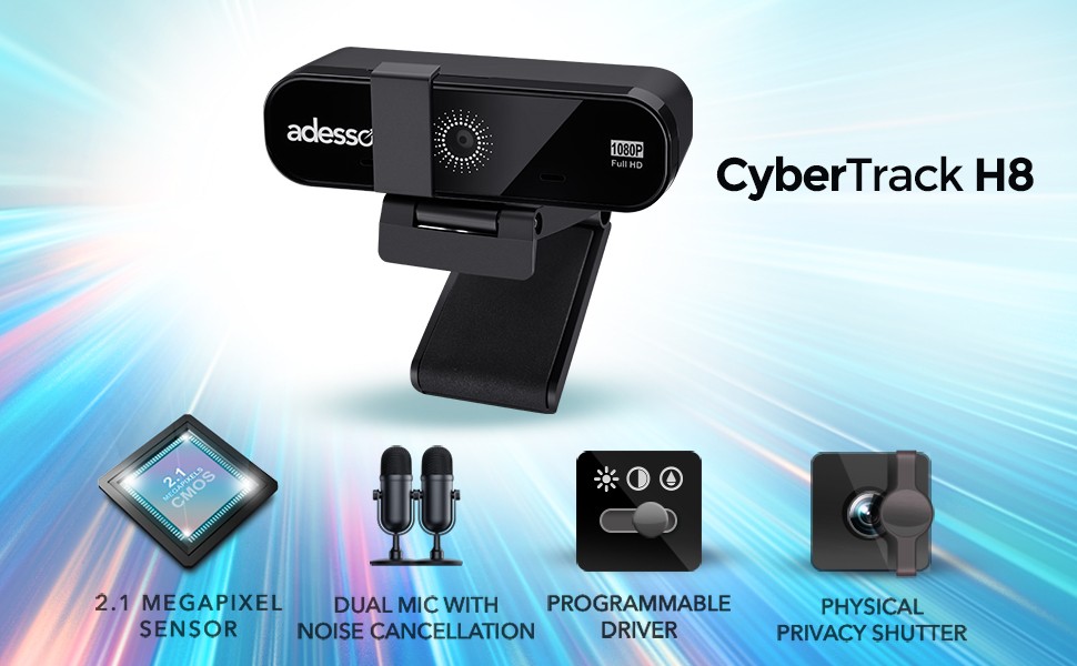 1080P (2.0 Megapixel), H.264, Auto focus Webcam with build in Dual Microphone & Privacy Shutter