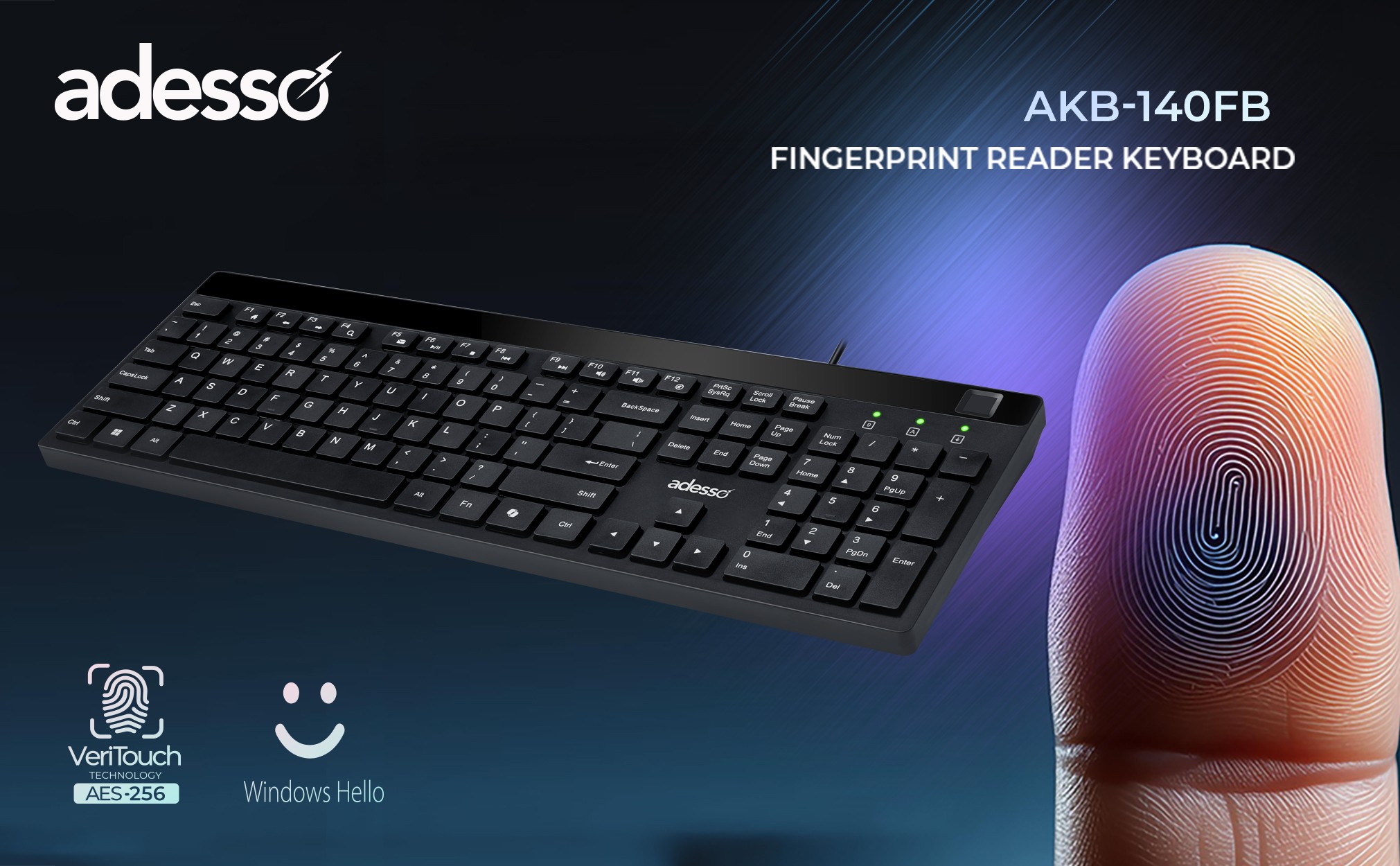 Desktop Keyboard with Fingerprint Reader