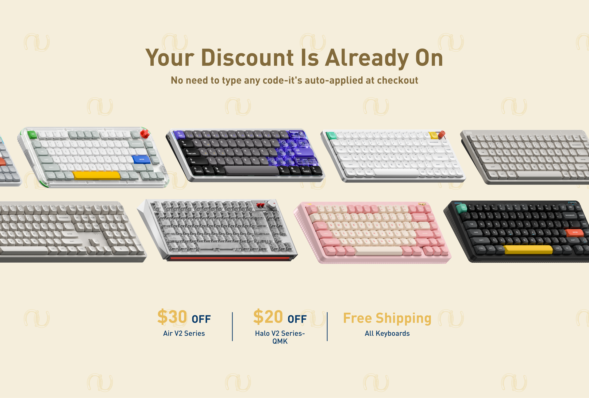 NuPhy Air75 v3 Wireless Mechanical Keyboard, Blush Nano Switches