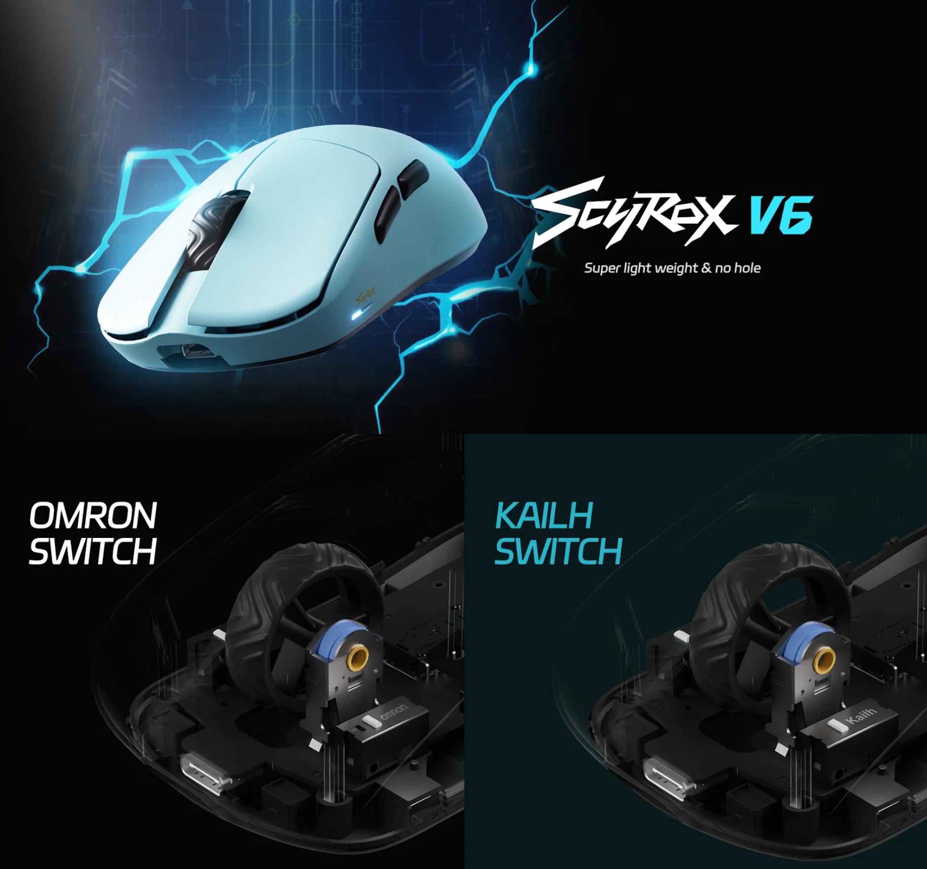 Scyrox V6 Kailh Optical Wireless Gaming Mouse - Blue - Micro Center