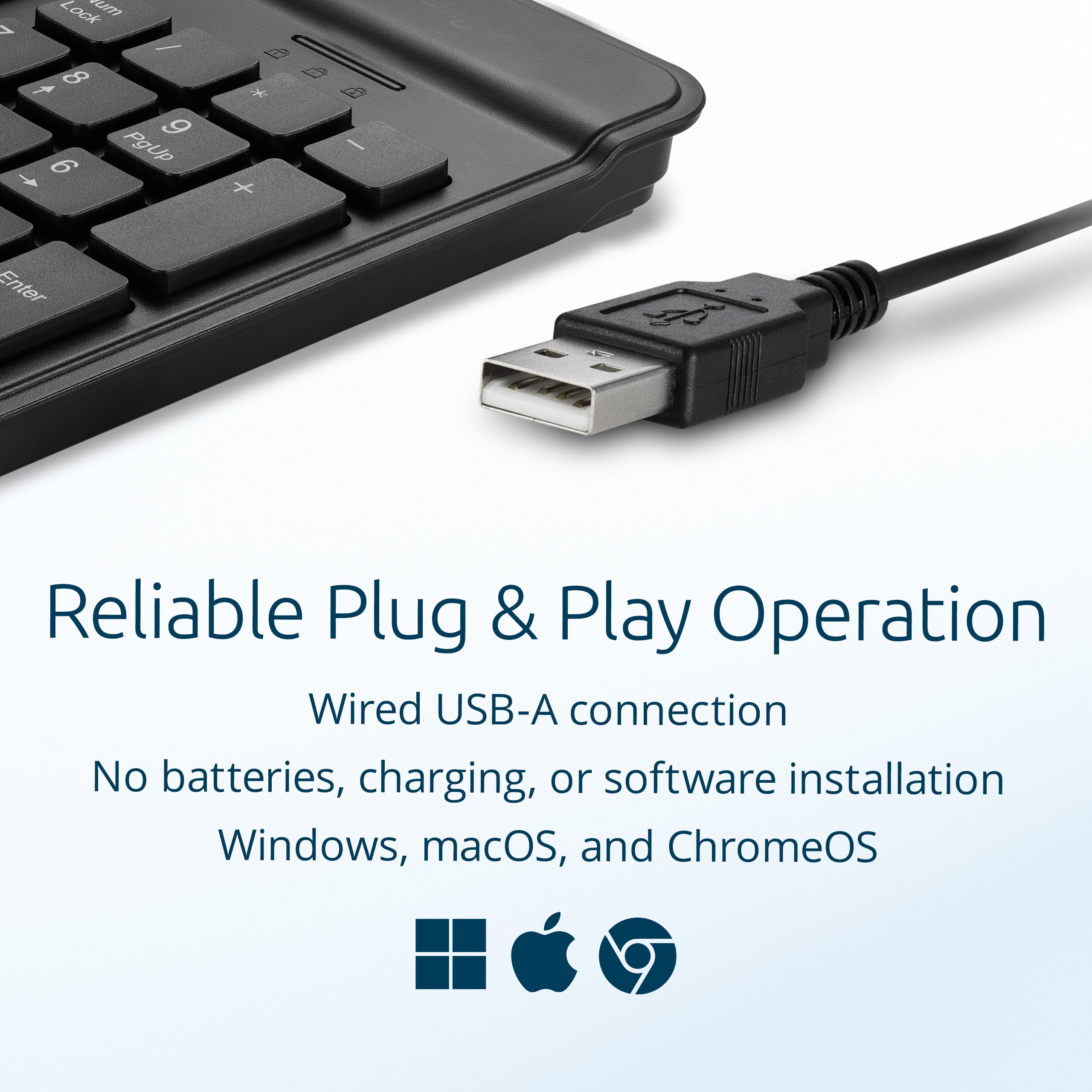KB201 Simple Solutions™️ Wired Keyboard is Plug and Play ready. 