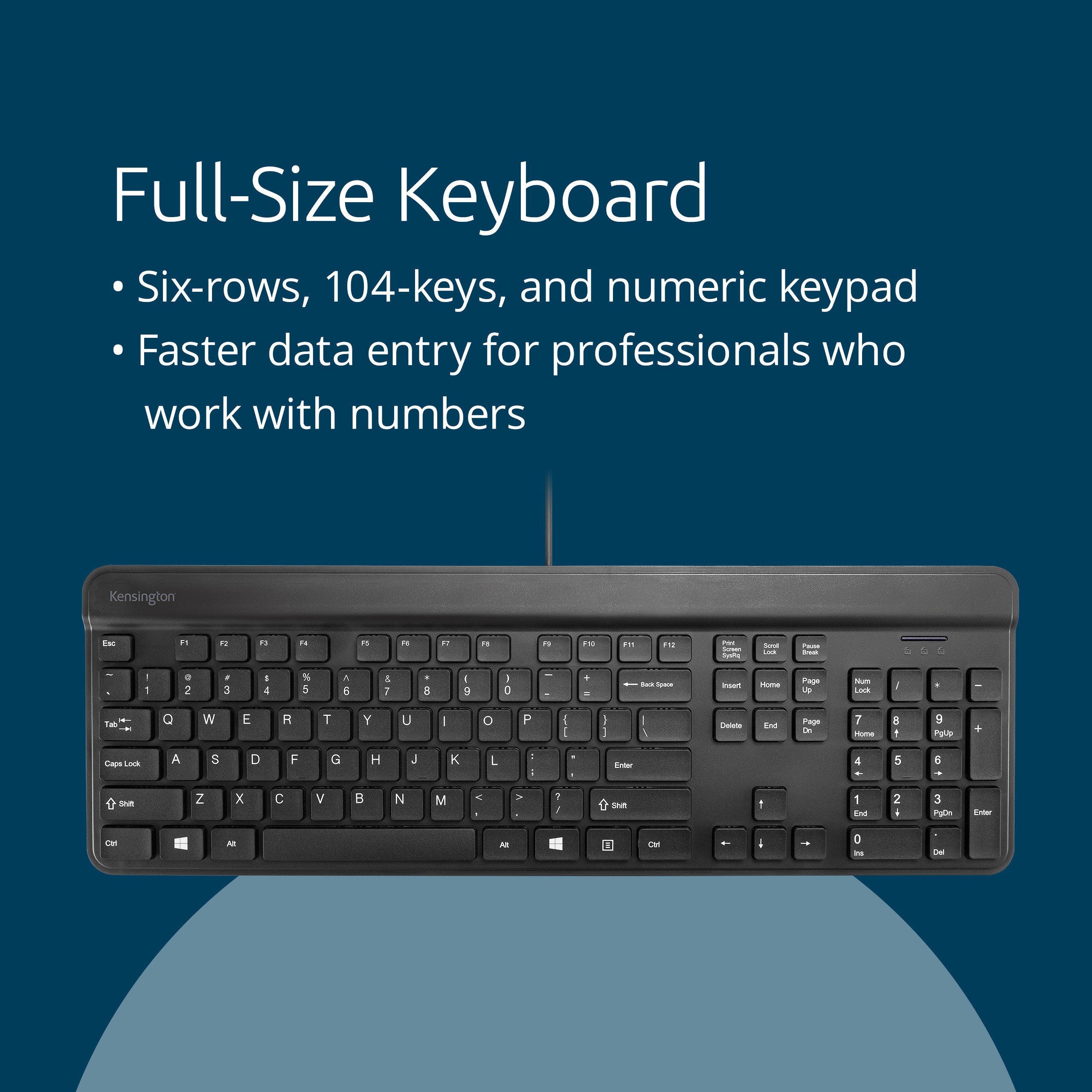 KB201 Simple Solutions™️ Wired Keyboard has a full-size keyboard