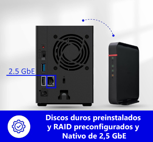 Compra Buffalo LS720D NAS 2-Bay 8TB USB RJ45 Negro con discos